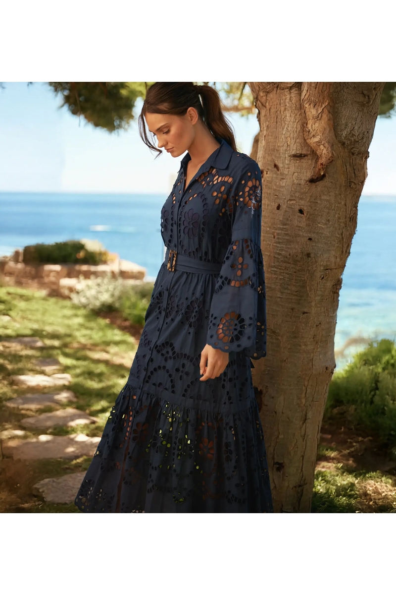 Miss June Paris — Abito Lungo Aurelia Navy