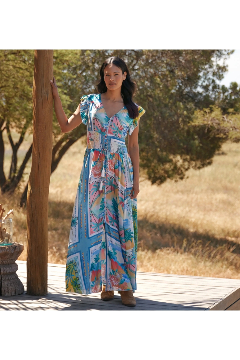 Miss June Paris — Vestido Largo Taly Multicolor en Modal