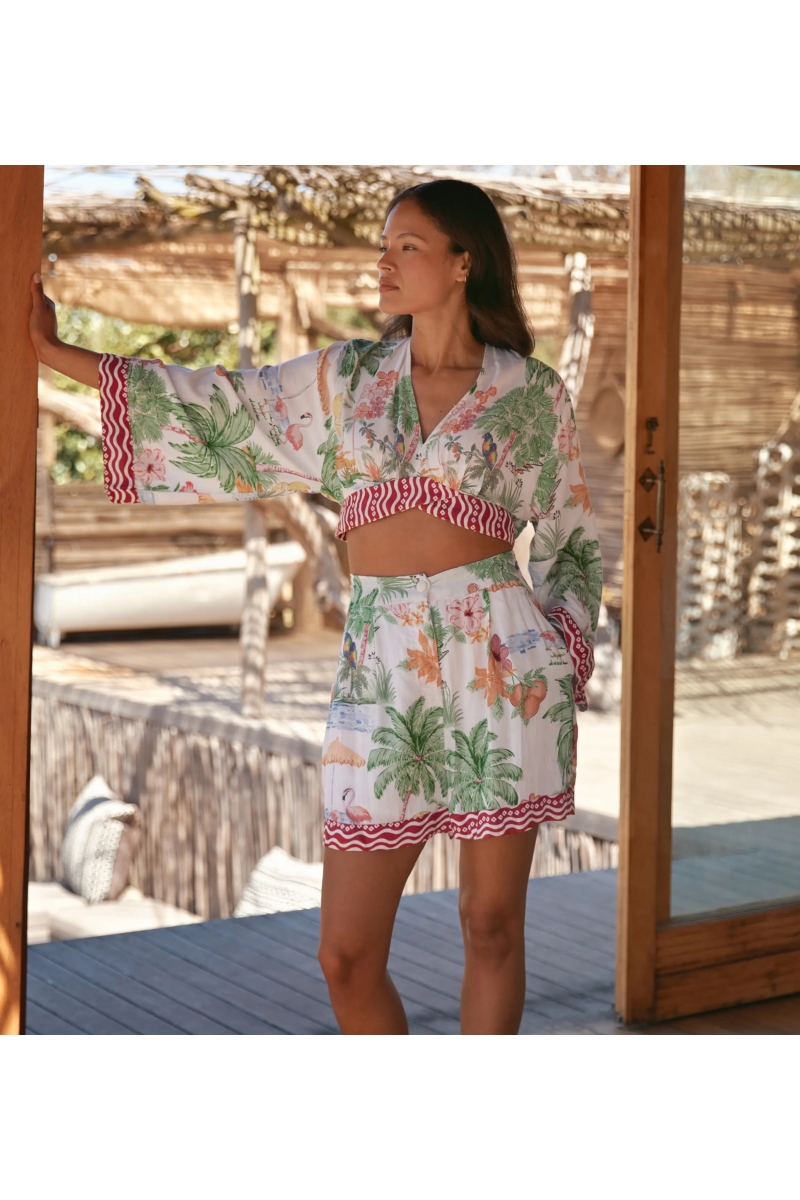 Ensemble Stacy – Ensemble short et crop top, en rayonne imprimée, 100 % rayonne – Miss June Paris