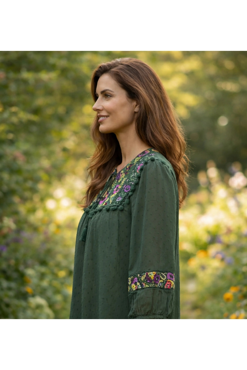 Miss June Paris — Blouse Bohème Fluide Plumetis