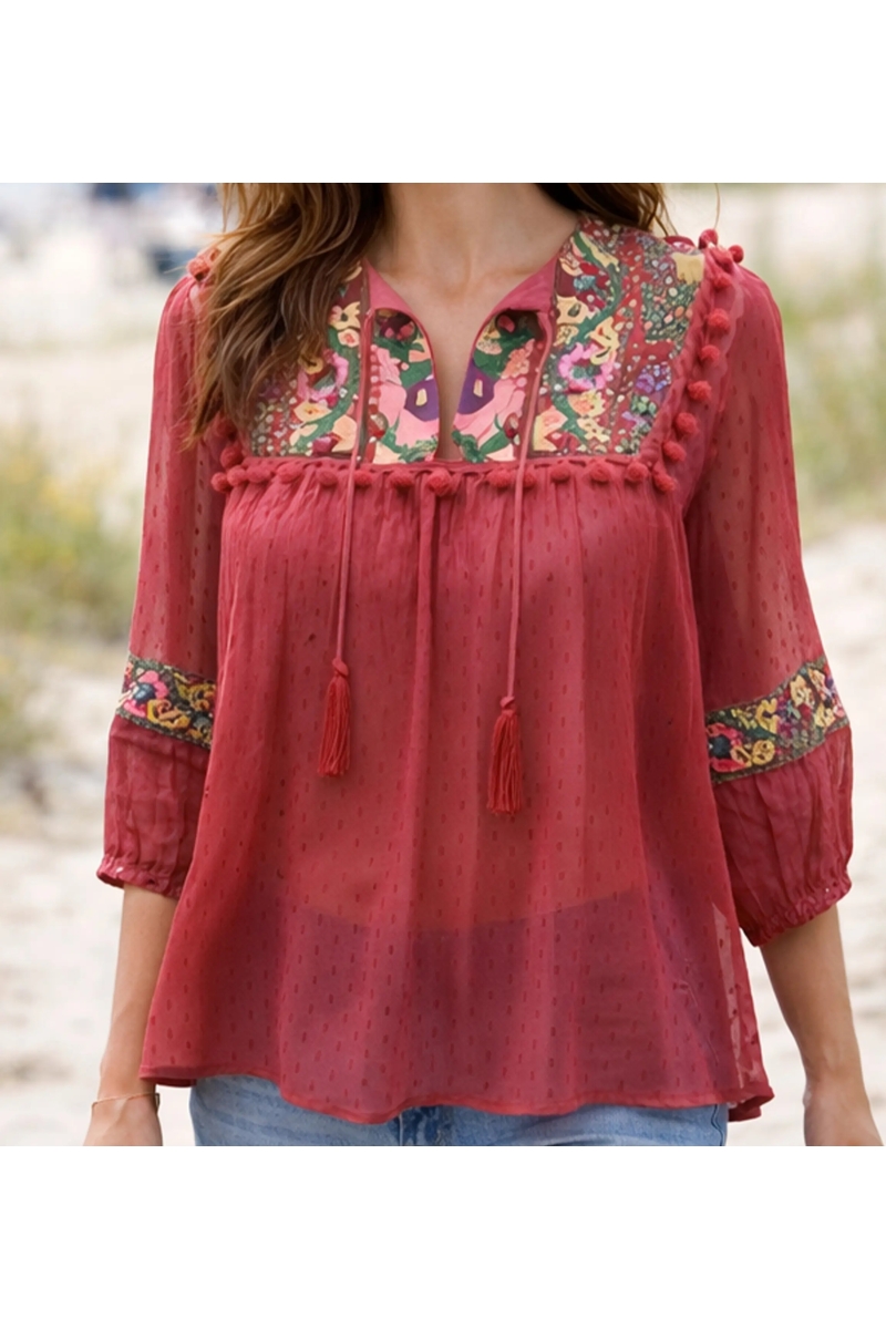 Miss June Paris — Blouse Bohème Fluide Plumetis