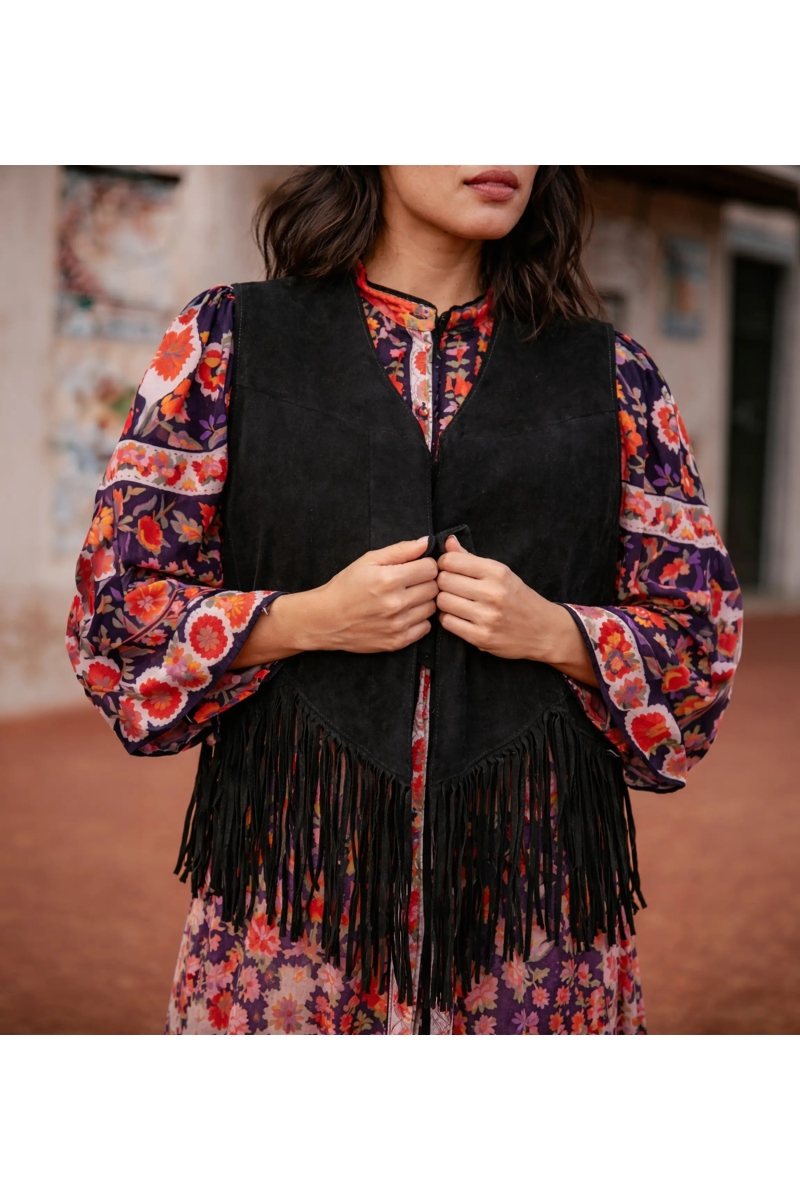 Miss June Paris — Gilet Rock 100% Leather Suede