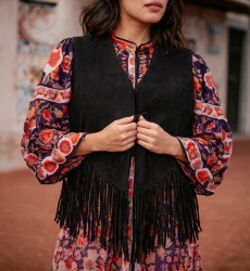 Miss June Paris — Gilet Rock 100% Leather Suede