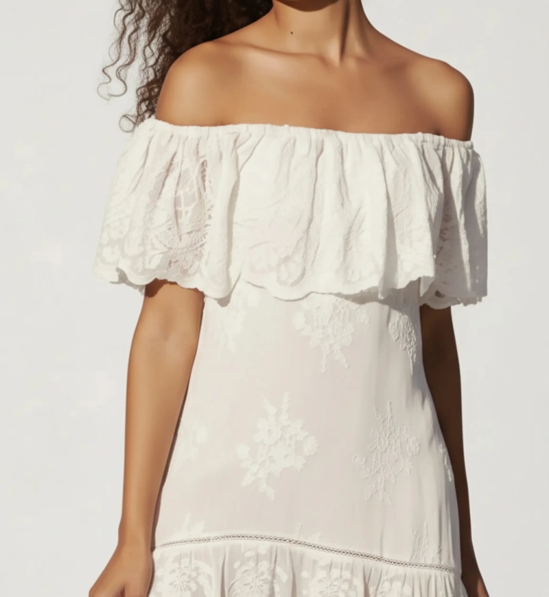 Miss June Paris — White Asymmetrical Bardot Dress