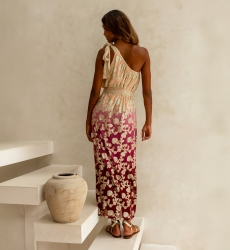 Robe Euphoria Off Shoulder Bordeaux Or | Miss June Paris