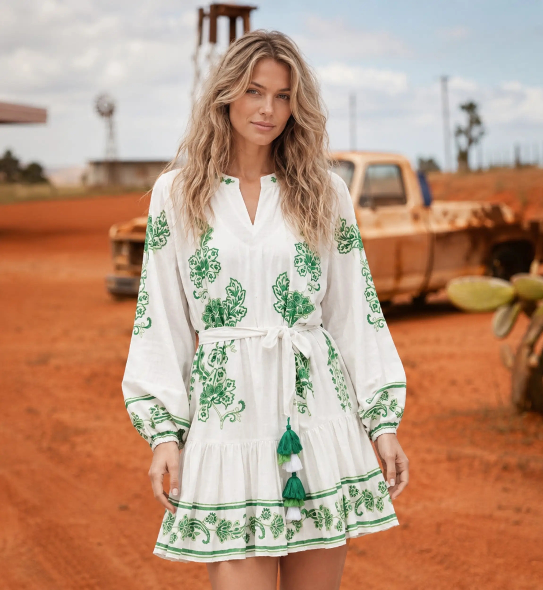 Robe Courte Anika Motifs Floraux en Coton Rayonne Flammé | Robes court