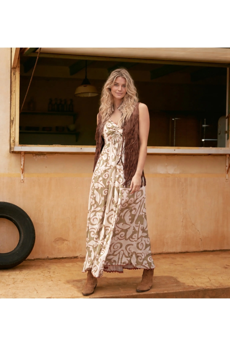 Long Dress Becky in Baroque Pattern Viscose | Long Dresses — Miss June