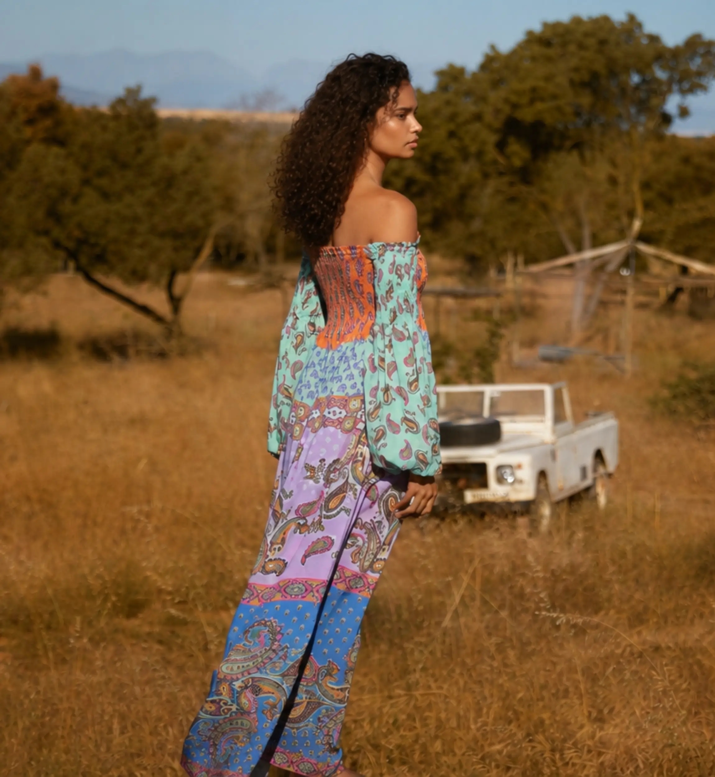 Long Dress Stefie in Multicolor Modal Smocked | Long Dresses — Miss Ju
