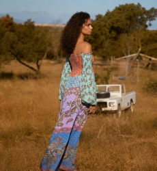 Langes Kleid Stefie aus Multicolor Modal mit Smocking | Lange Kleider