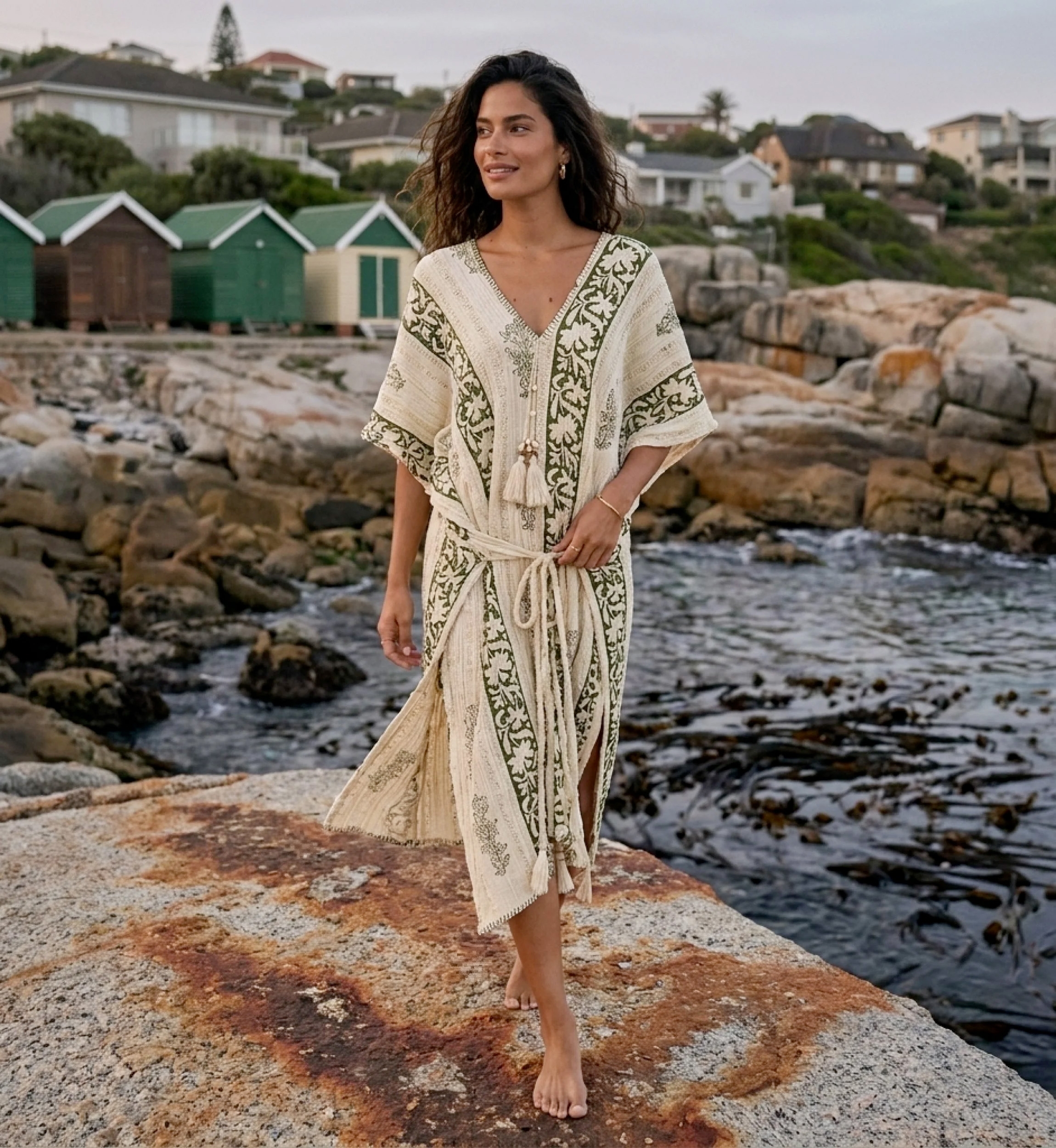Cafetã Longo Giulia em Algodão 100% Motivos Ornamentais | Caftan Longo —