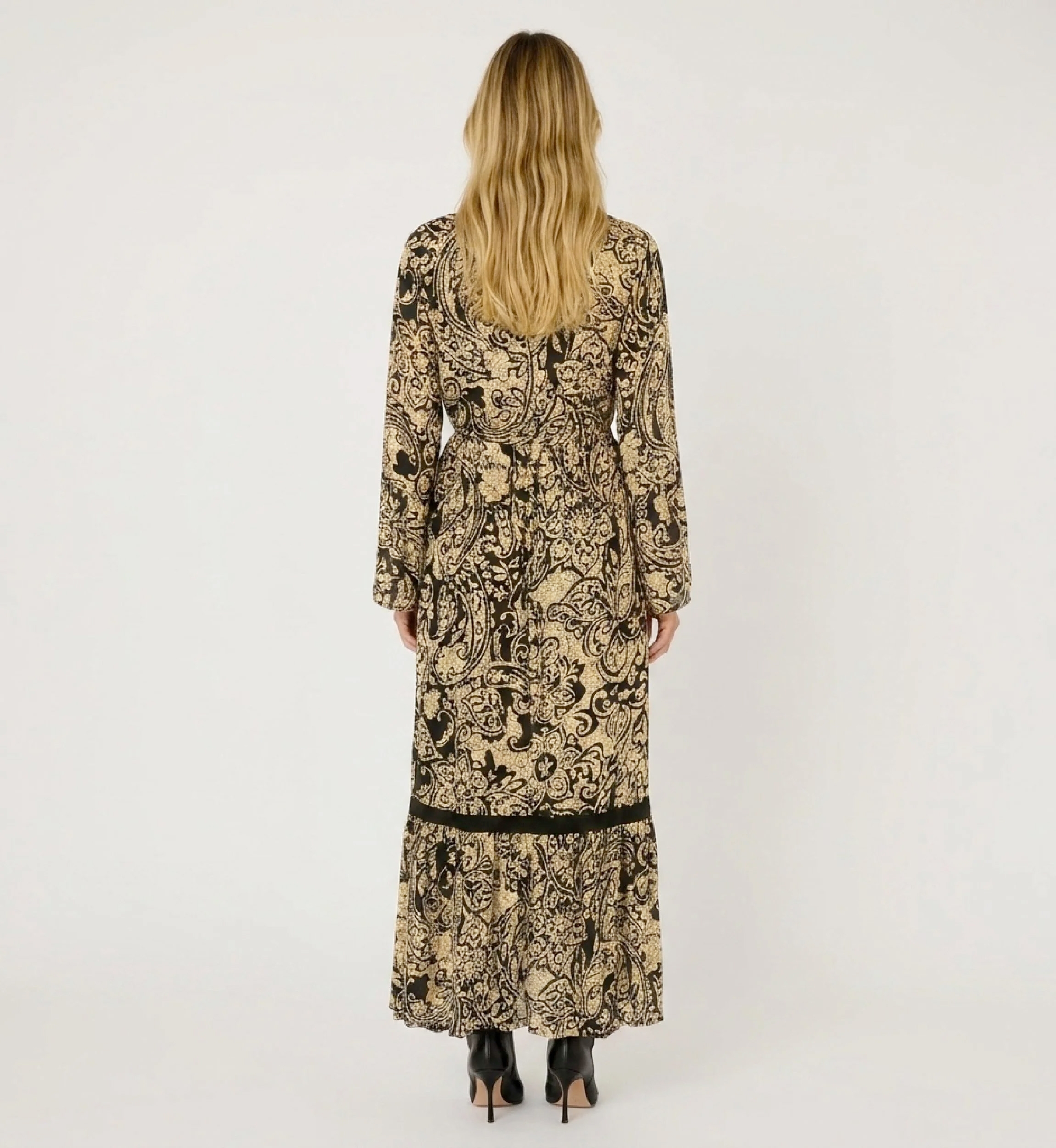 Zelie Long Dress | embroidered crépon | Miss June Paris