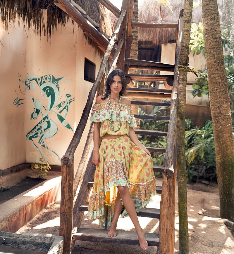 top HOLLA - imprimé fleuri - manche courte - bohème  - Miss June Paris - 4