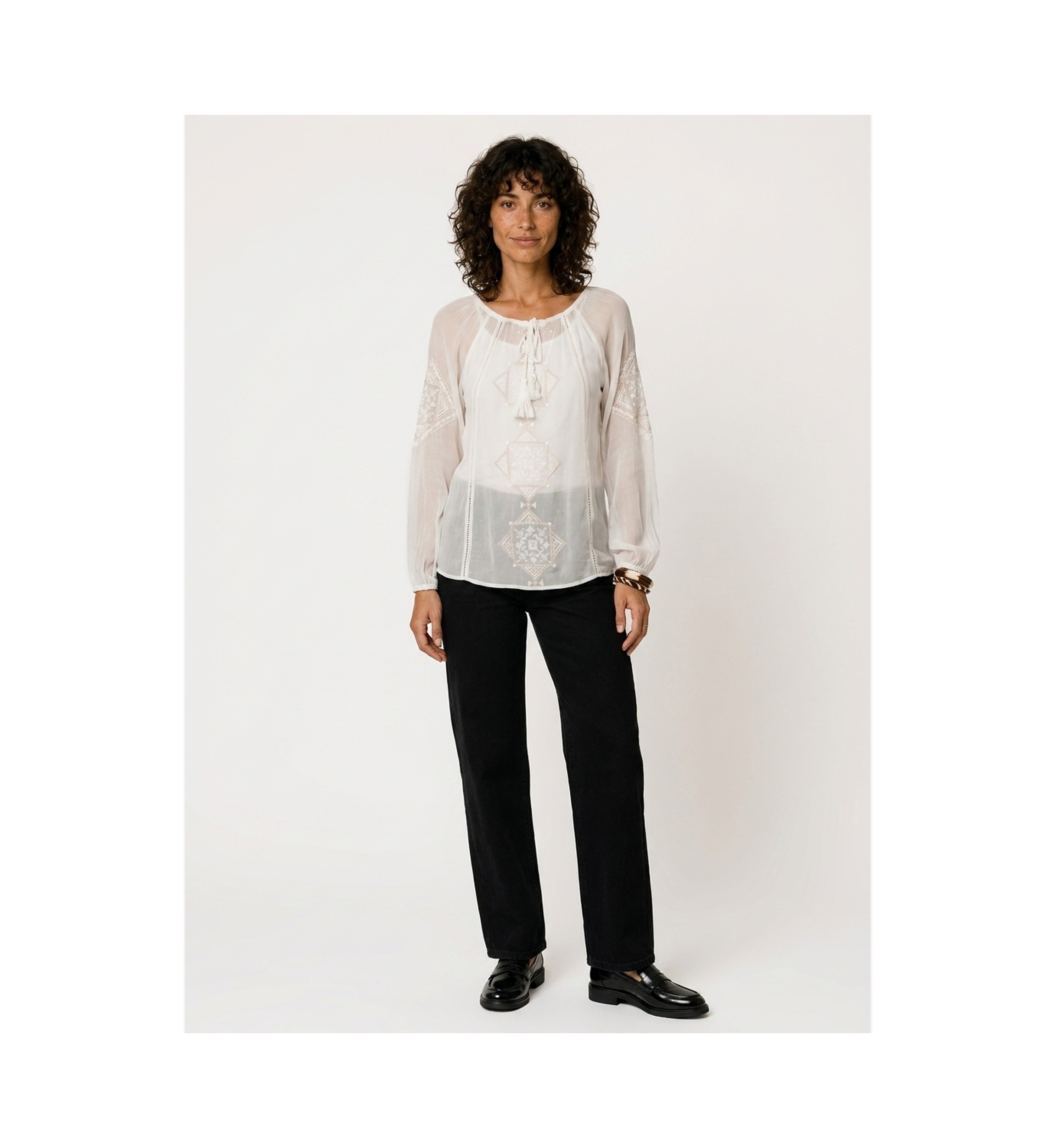 Blouse Lindsay | Blouse Bohème Écru Brodée | Miss June