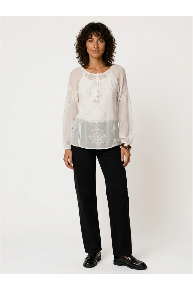 Blouse Lindsay | Blouse Bohème Écru Brodée | Miss June