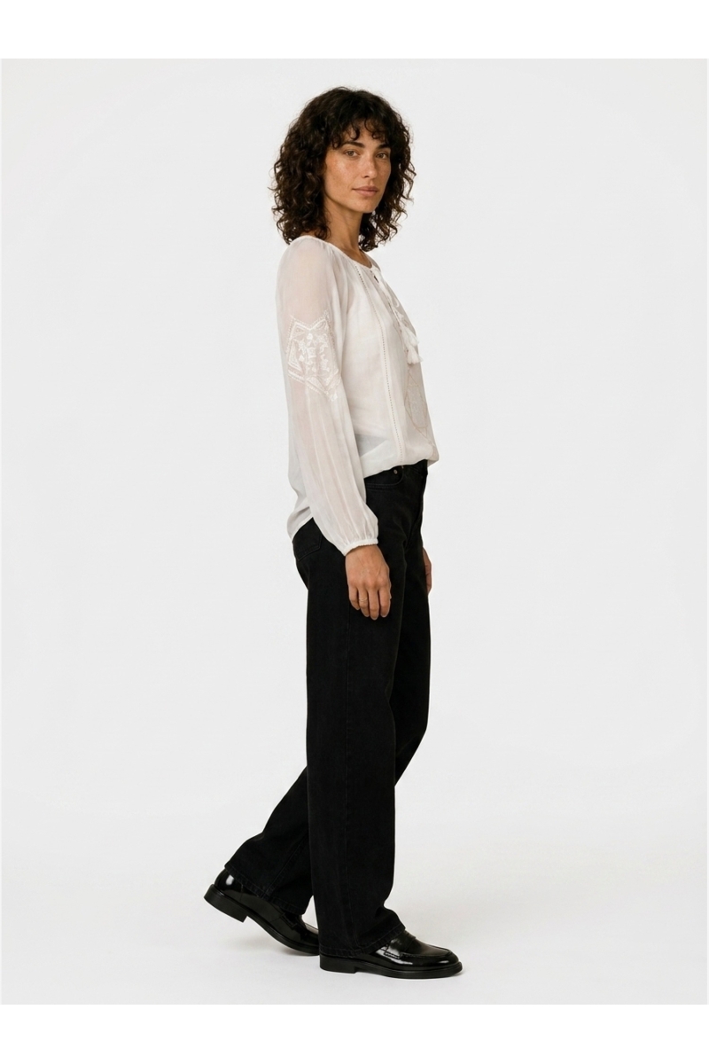Blouse Lindsay | Blouse Bohème Écru Brodée | Miss June