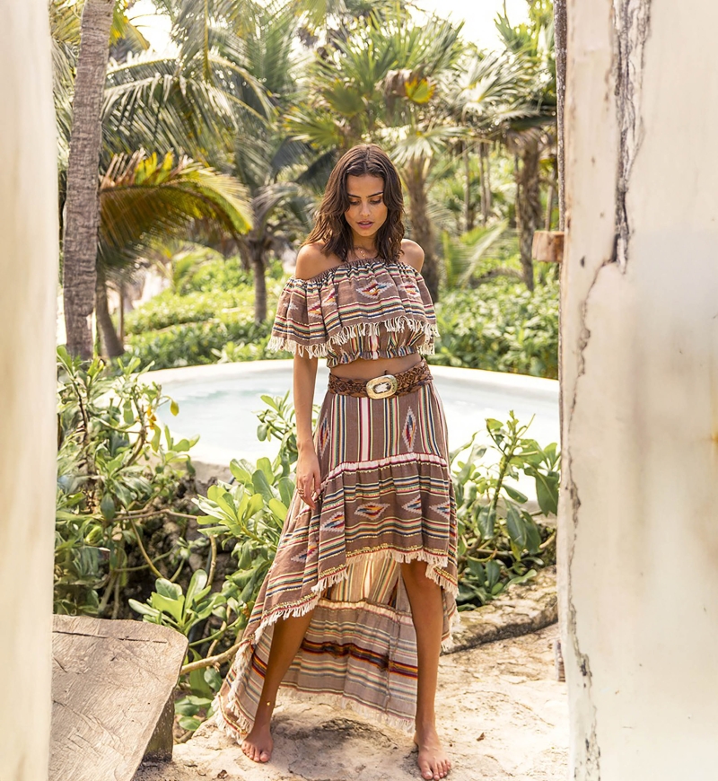 Yucatan Long Skirt – Asymmetrical – Bohemian Style – Cotton – Miss June Paris – 3