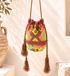 Embroidered Mumbai bag, neon color | Miss June Paris