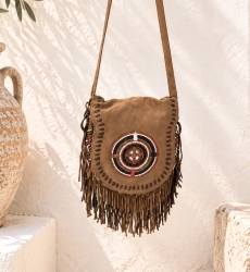 Radiant leather fringe shoulder bag | Miss June Paris