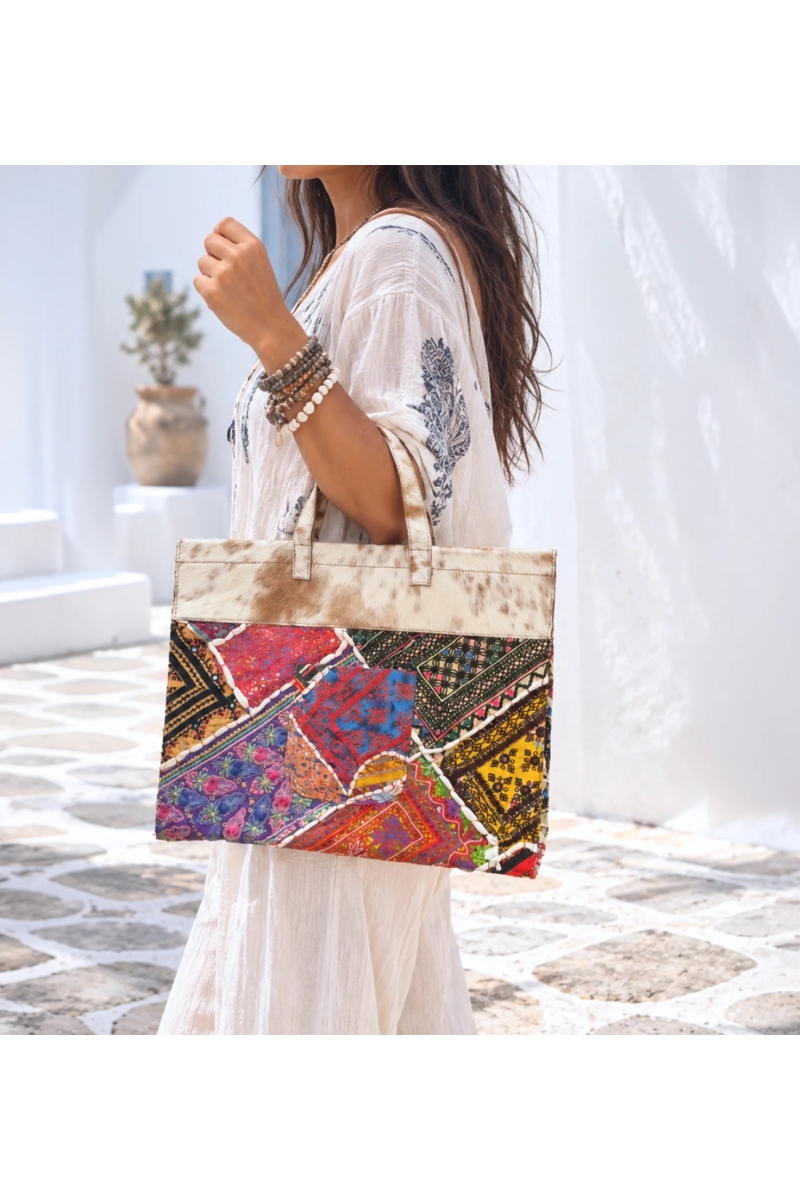 Grand Sac Patchwork Cuir | Cabas Bohème | Miss June