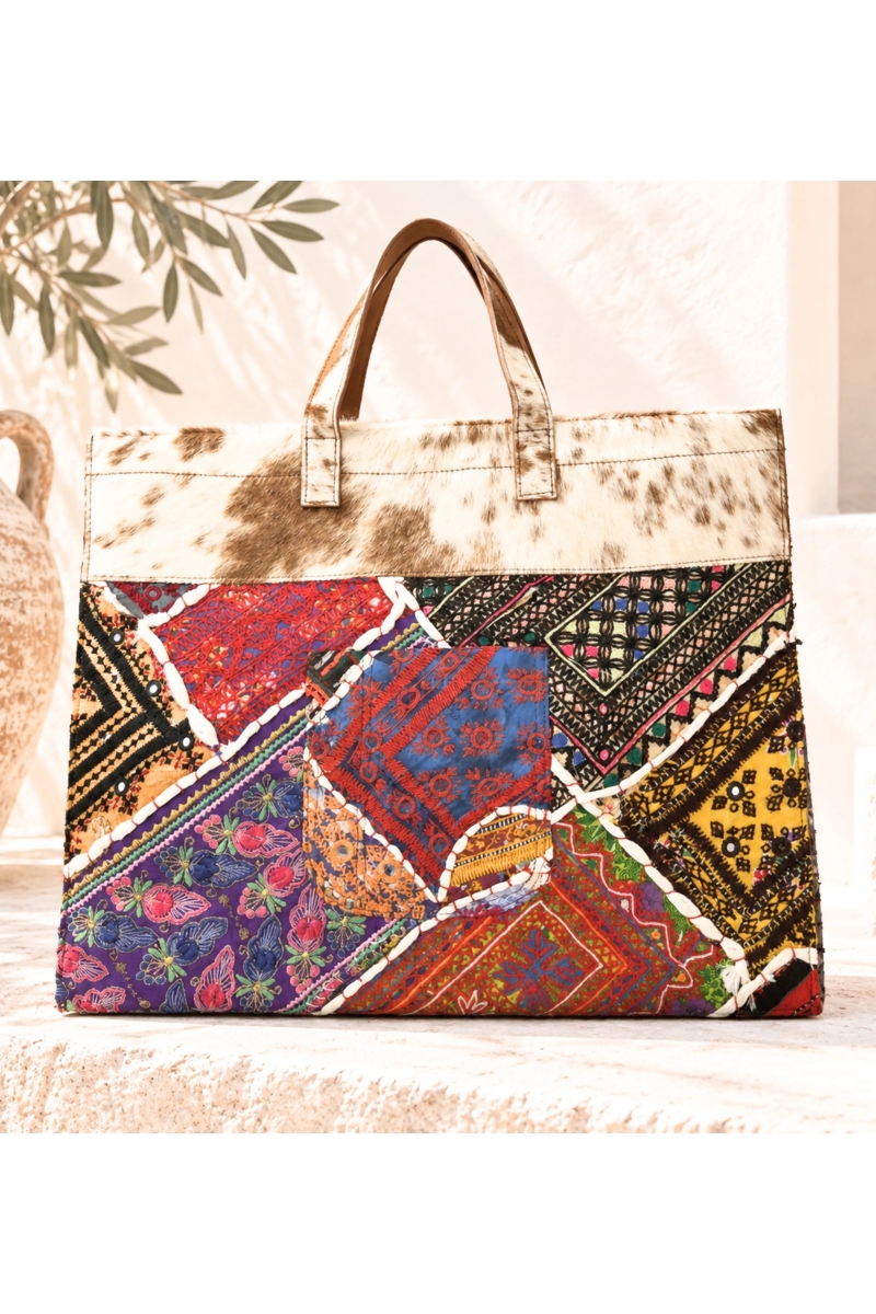 Grand Sac Patchwork Cuir | Cabas Bohème | Miss June