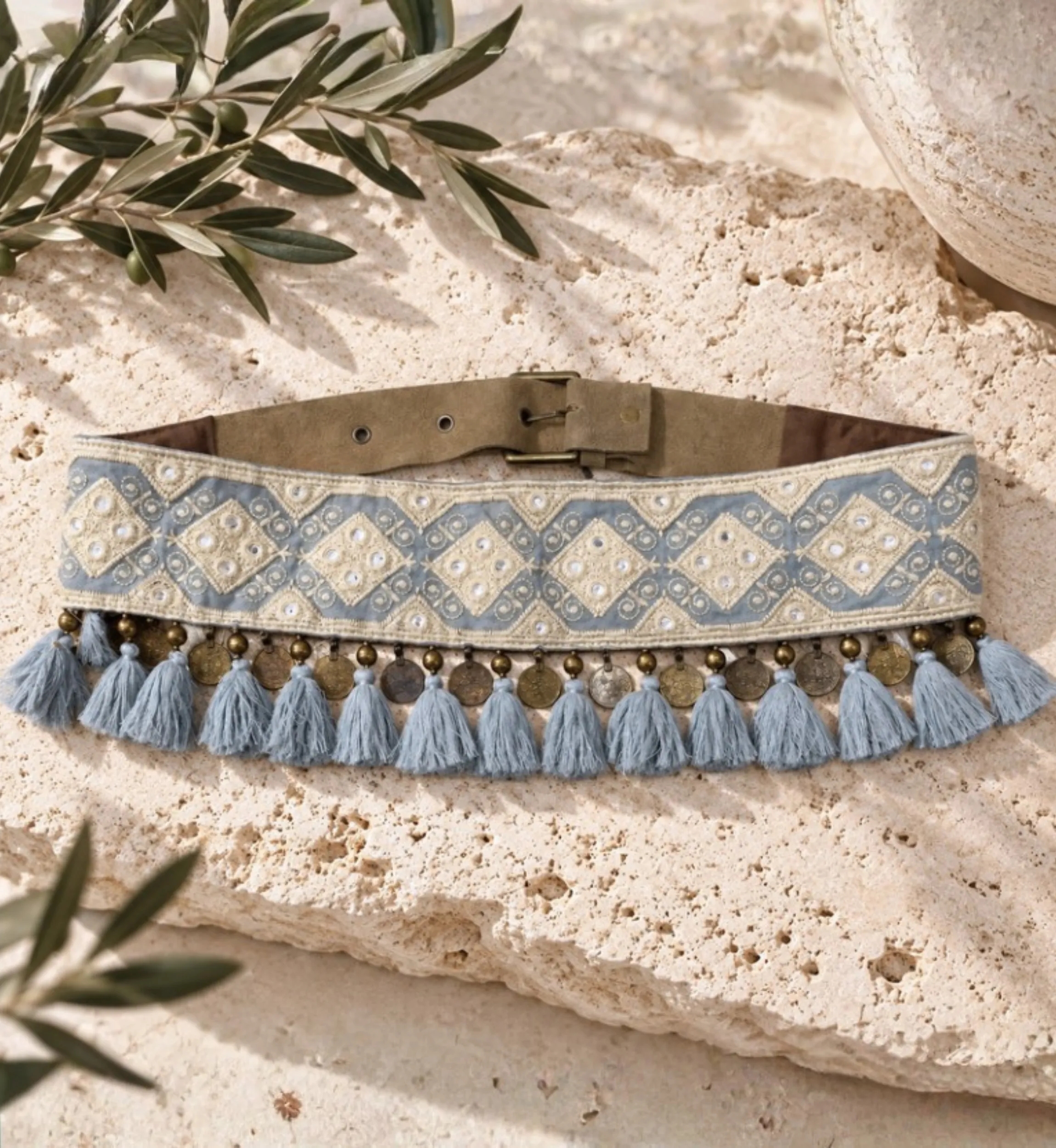Embroidered Belt with Tassels and Coins | Miss June Paris