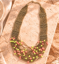 Lantana multistrand coral bib necklace | Miss June Paris