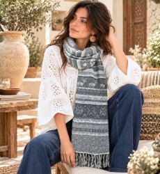 Kendra Scarf | Embroidered Wool Boho Scarf | Miss June Paris