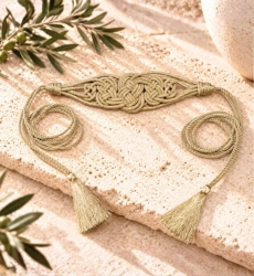 Ceinture Chloe tressée dorée à pompons | Miss June Paris