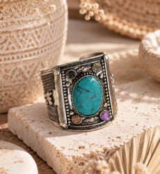 Brazalete manchette Sphinx cabujón aqua | Miss June Paris