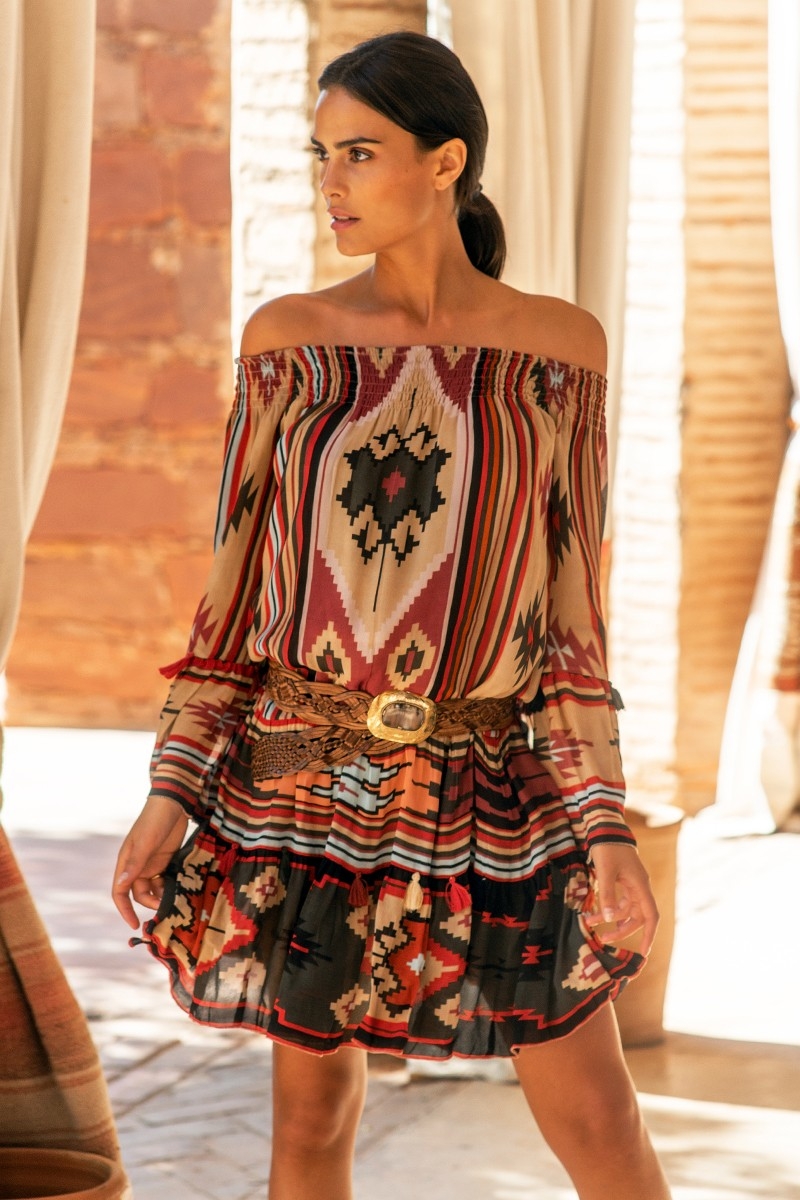 robe courte manche longue boheme CAPRICE - Miss June