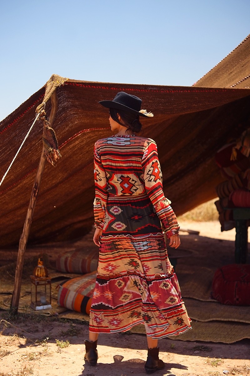 robe longue manche longue boheme KILIM - Miss June