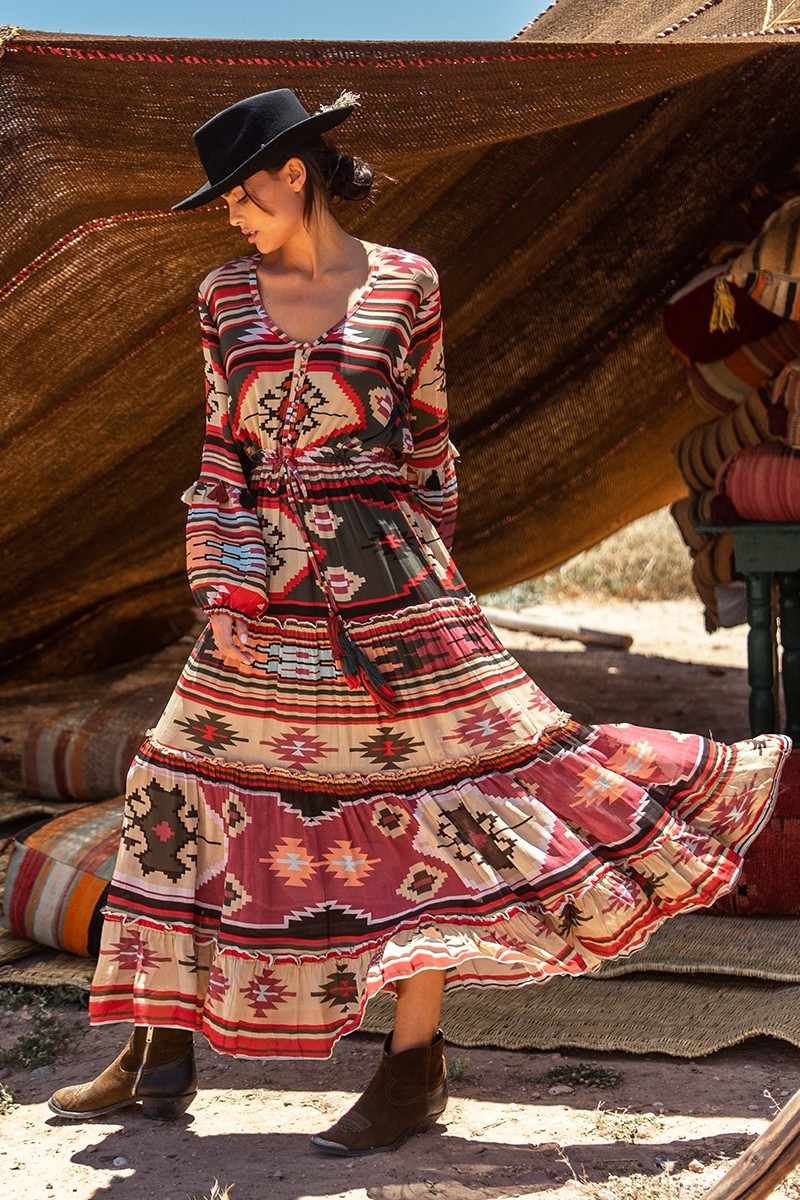 robe longue manche longue boheme KILIM - Miss June