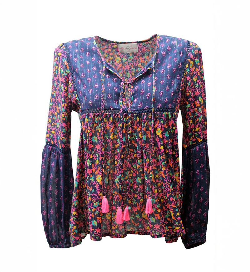 blouse BUBBLES - manche longue - voile de coton - bohème  - Miss June Paris - 4