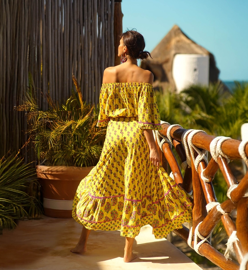 Top à épaules dénudées Flamenco - fleuri - style boho - Miss June Paris - 3