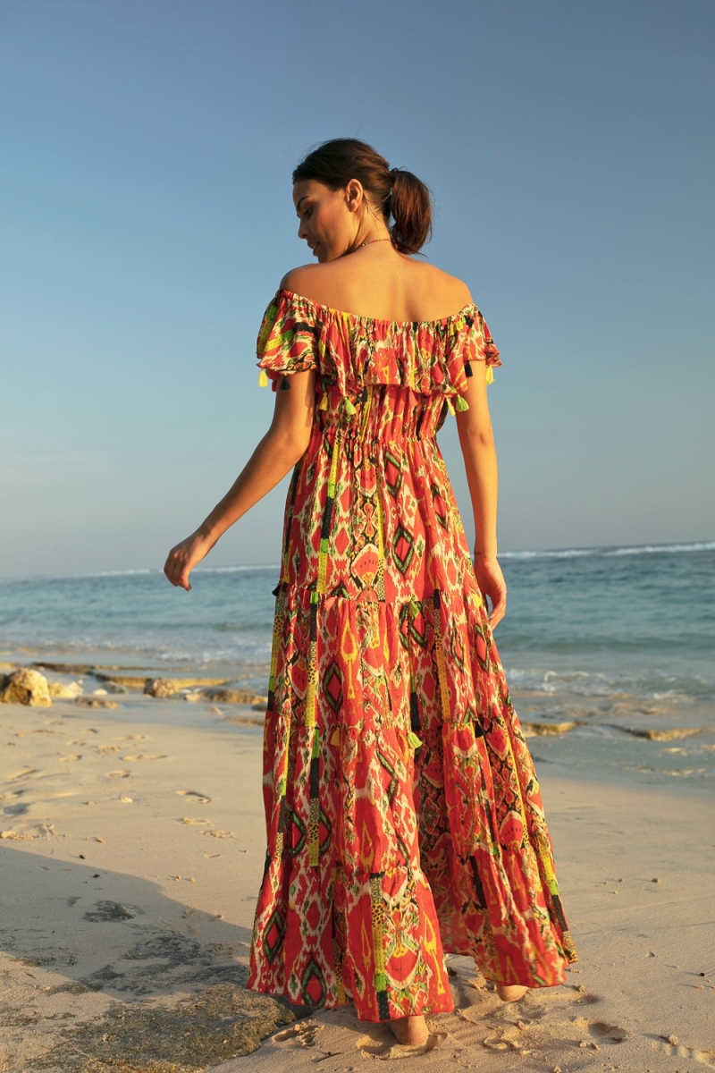 robe longue manche courte boheme STARLIGHT - Miss June