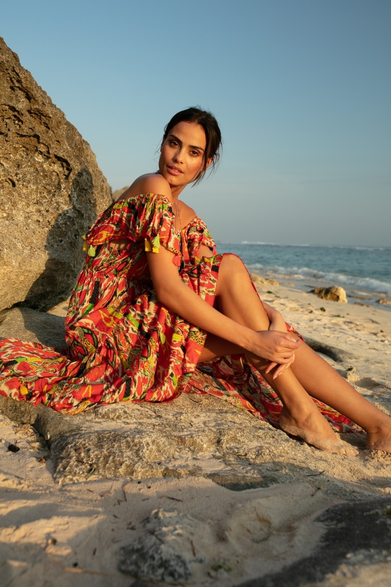 robe longue manche courte boheme STARLIGHT - Miss June