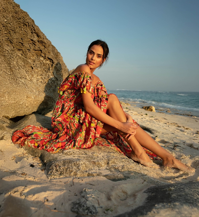 robe longue manche courte boheme STARLIGHT - Miss June