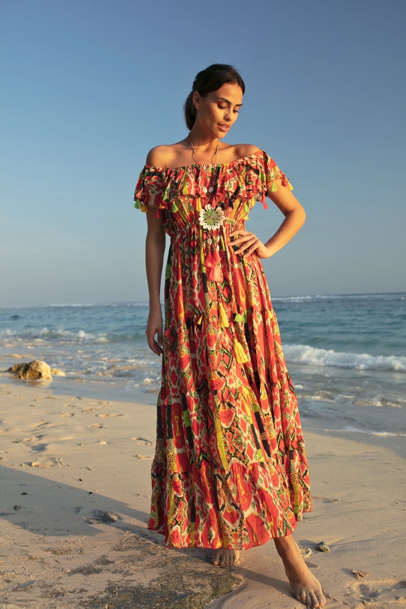 robe longue manche courte boheme STARLIGHT - Miss June