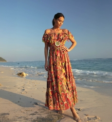 robe longue manche courte boheme STARLIGHT - Miss June