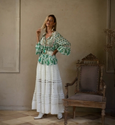 Miss June Paris, Plumeria Maxi Skirt