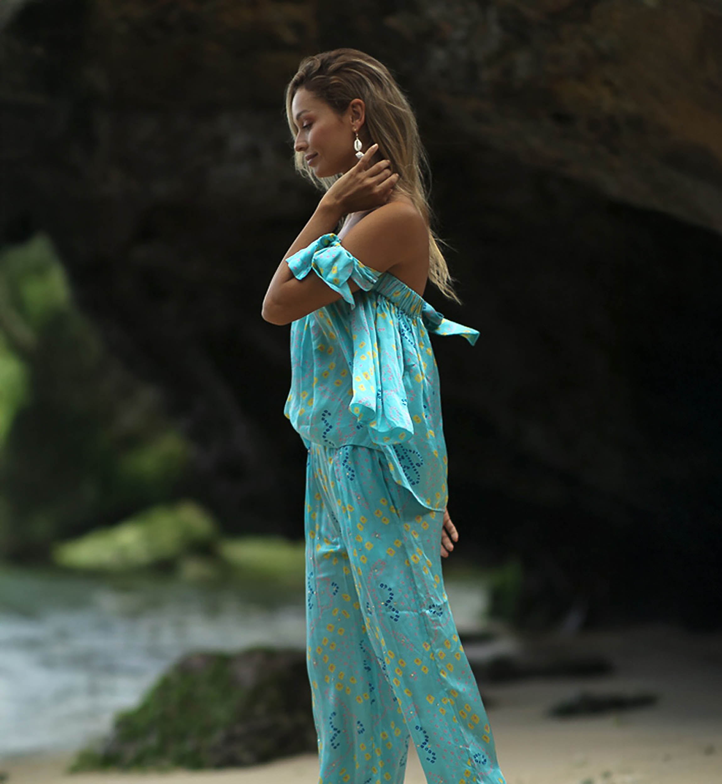 Camiseta Isha – Turquesa – Estilo boho – Miss June Paris – 2