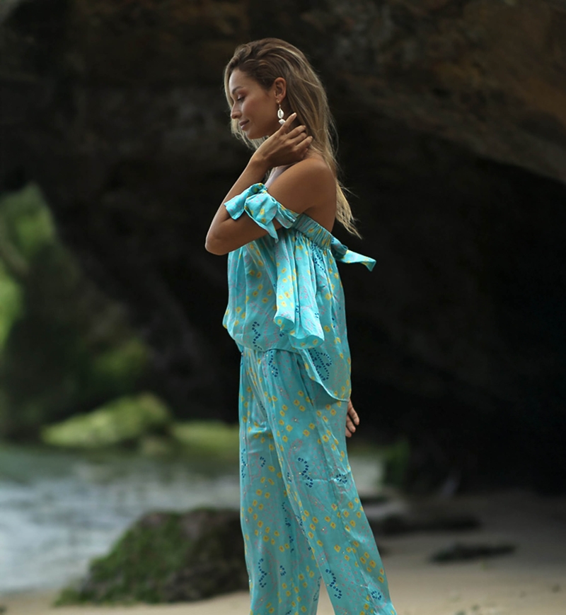 T-Shirt Isha – Turquesa – Estilo boho – Miss June Paris – 2