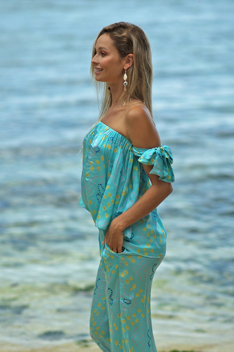 Isha T-Shirt – Türkis – Boho-Stil – Miss June Paris – 1