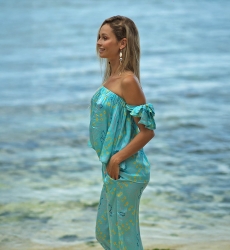 T-Shirt Isha- turquoise - style boho - Miss June Paris - 1