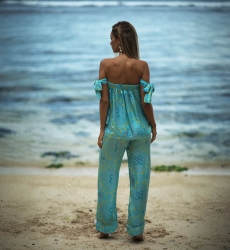 T-Shirt Isha – Turquesa – Estilo boho – Miss June Paris – 3