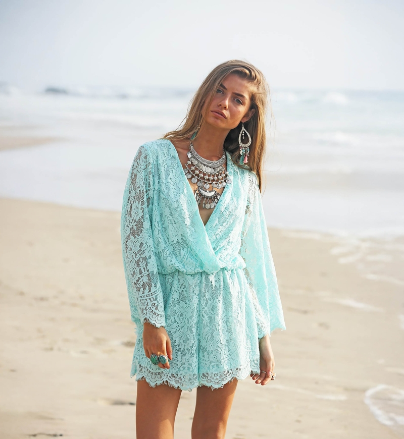 ZANZIBAR Playsuit – Verschiedene Farben – V-Ausschnitt – Langarm – Boho-Spitze – Miss June Paris – 3