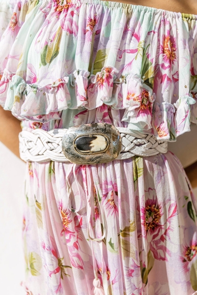 short sleeve floral long dress ROSES - Miss June