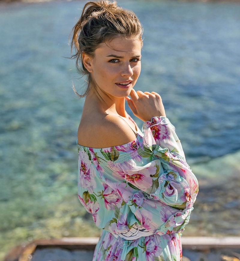 Vestido Corto Fleur – Manga larga – Hombros descubiertos – Floral – Miss June Paris – 3