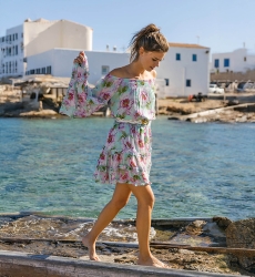 Robe Courte Fleur - manche longue - épaule dénudées - fleurie - Miss June Paris - 1