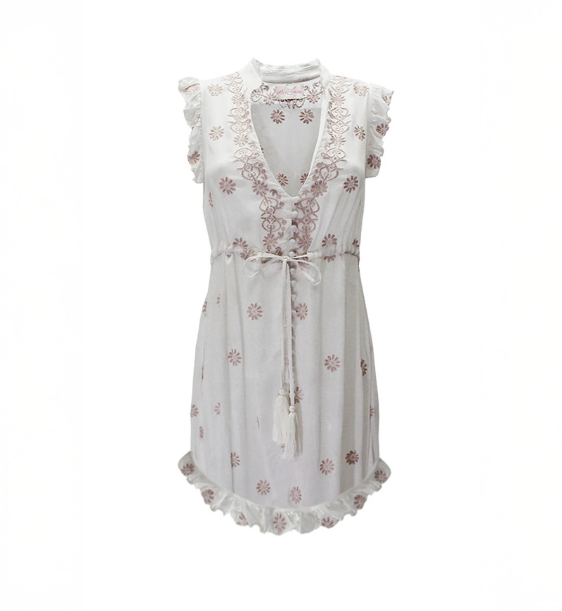 Nice Short Dress – Aqua – White – Bohemian – Miss June Paris – 4